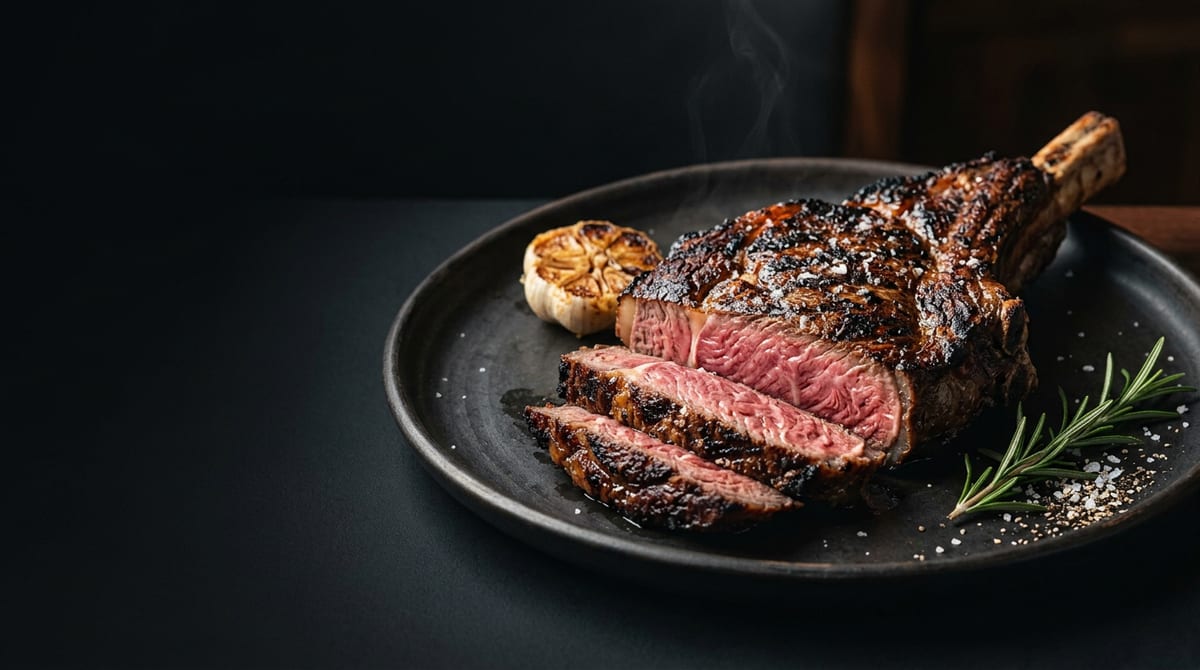 Thick T-Bone steak medium rare steakhouse style